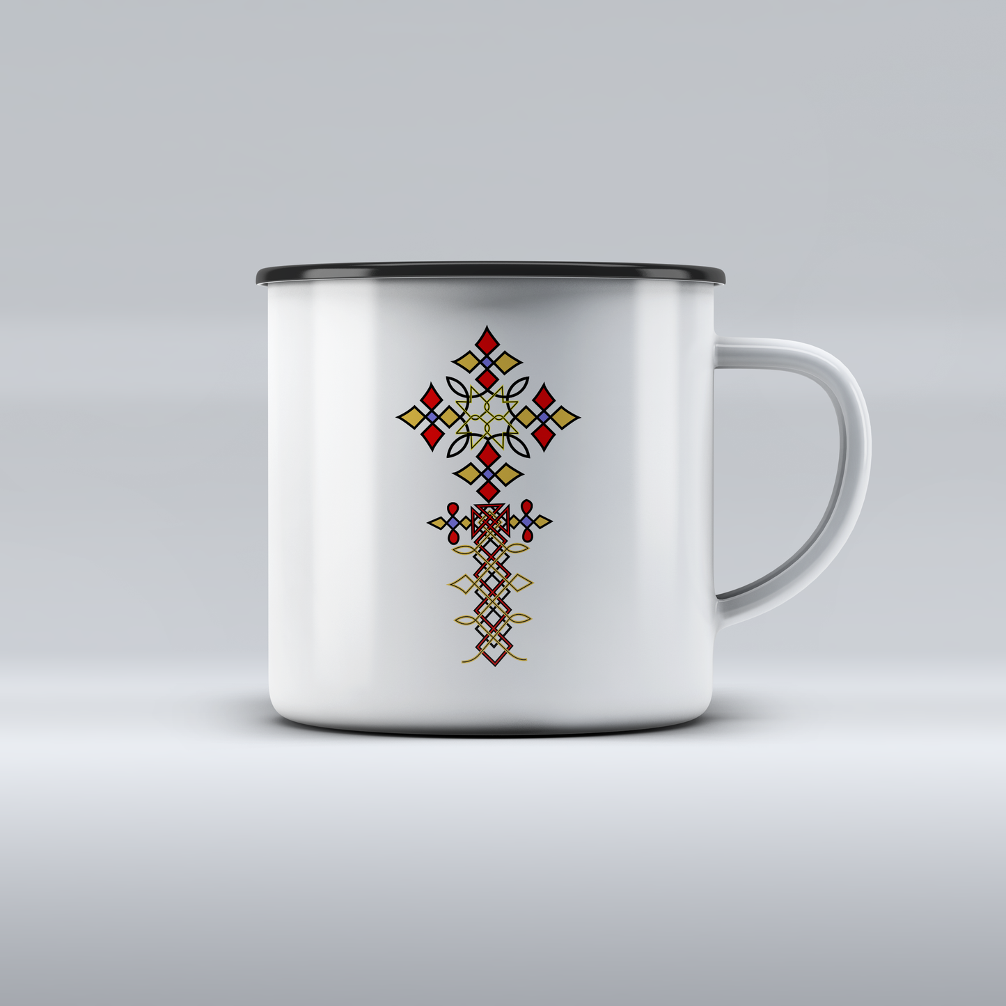 Ethiopian Cross Enamel 12 oz Mugs