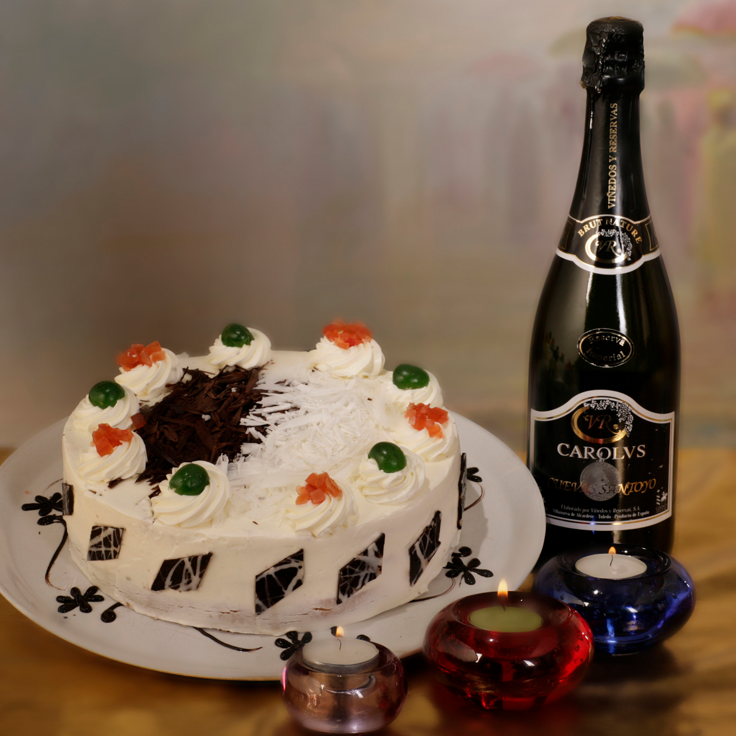 Chocolate cake champagne