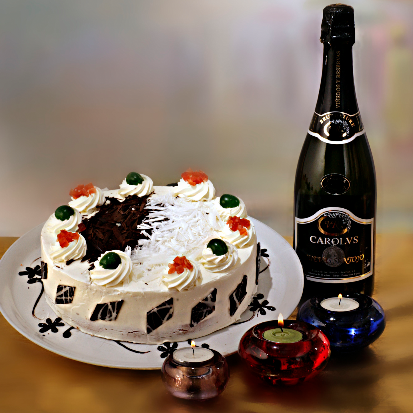 Chocolate cake champagne