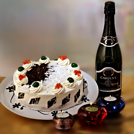 Chocolate cake champagne