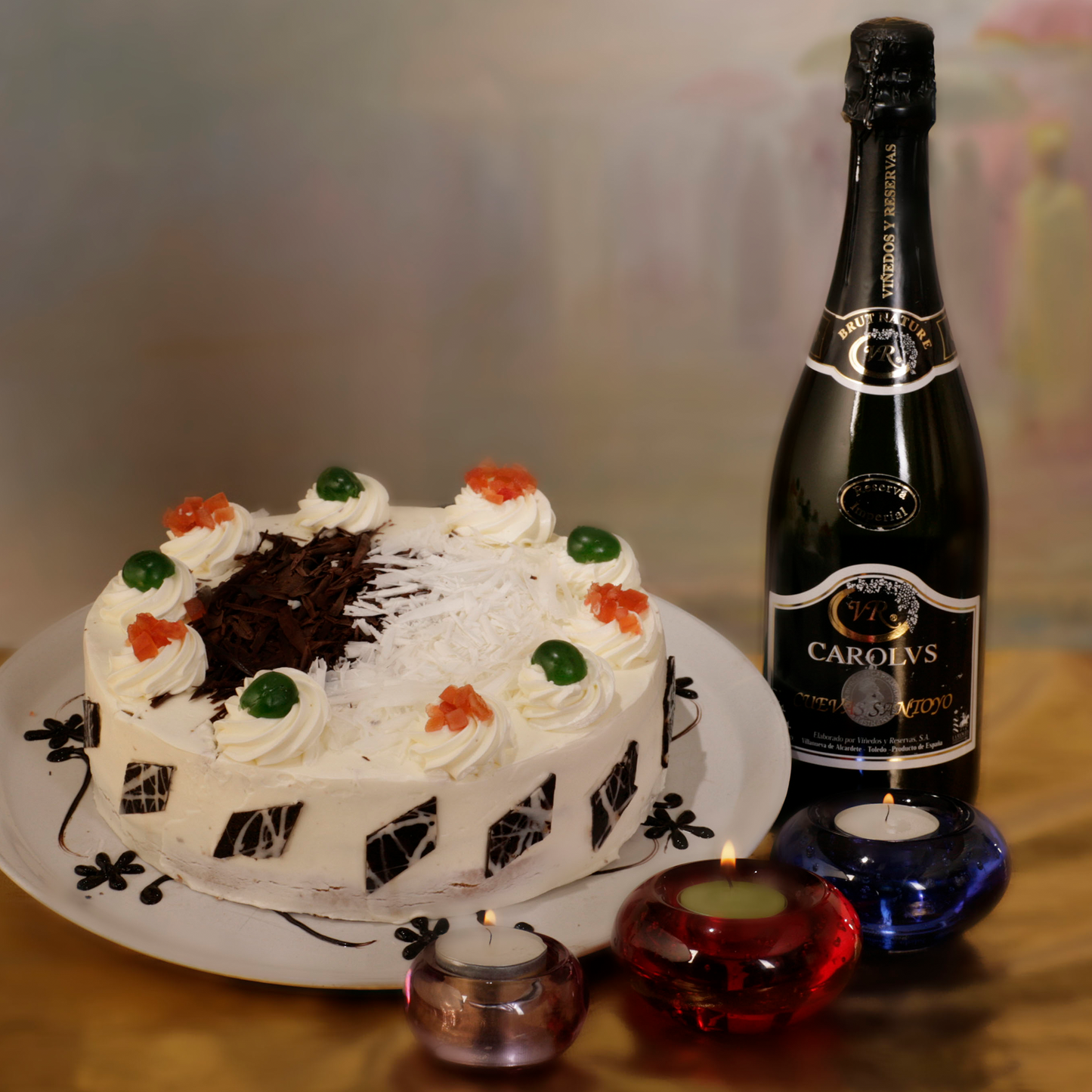 Chocolate cake champagne